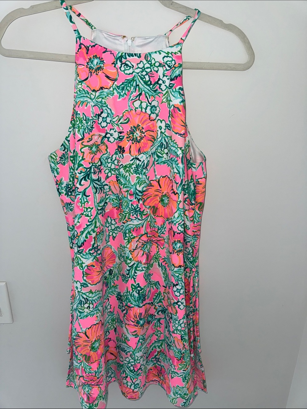 Lilly Pulitzer Pink & Green Floral Halter Dress